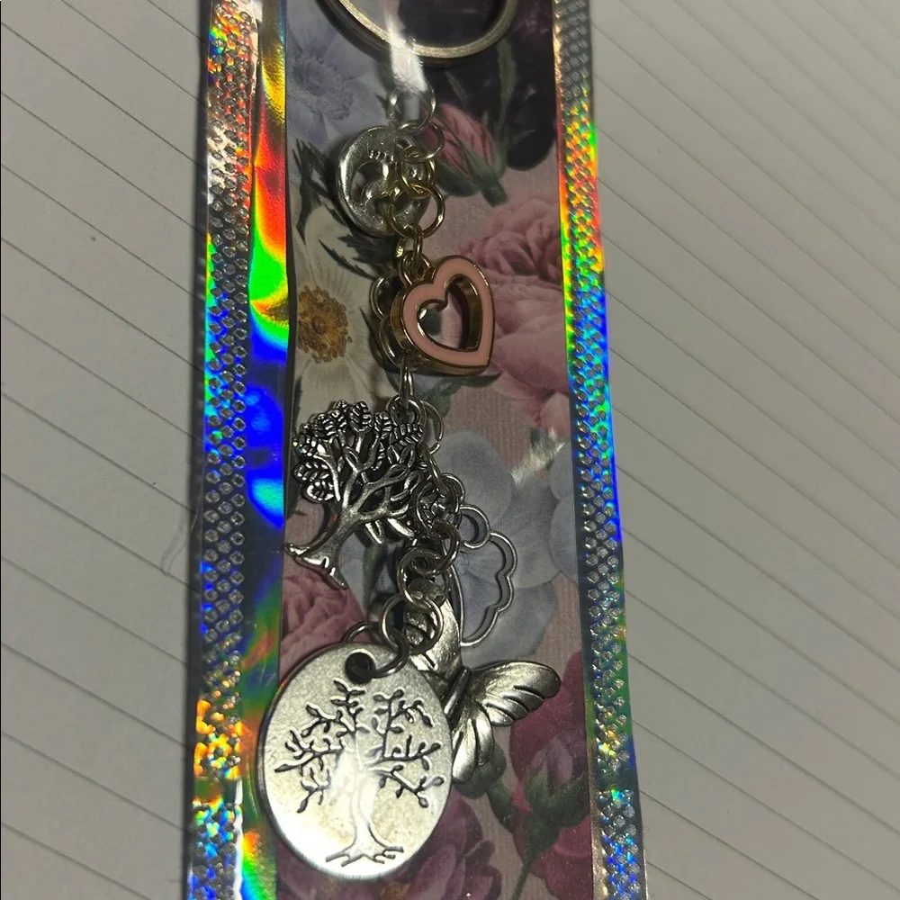 Silver keychain “Life is a‎ gift” charms